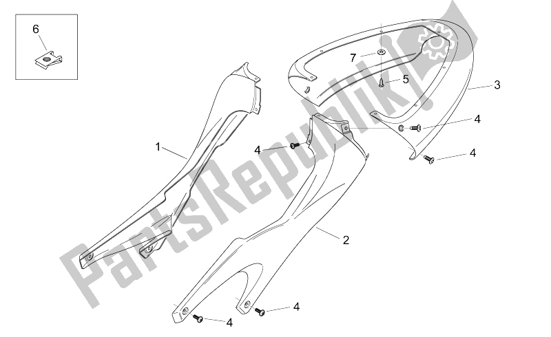 Tutte le parti per il Corpo Posteriore I del Aprilia RS 125 1999