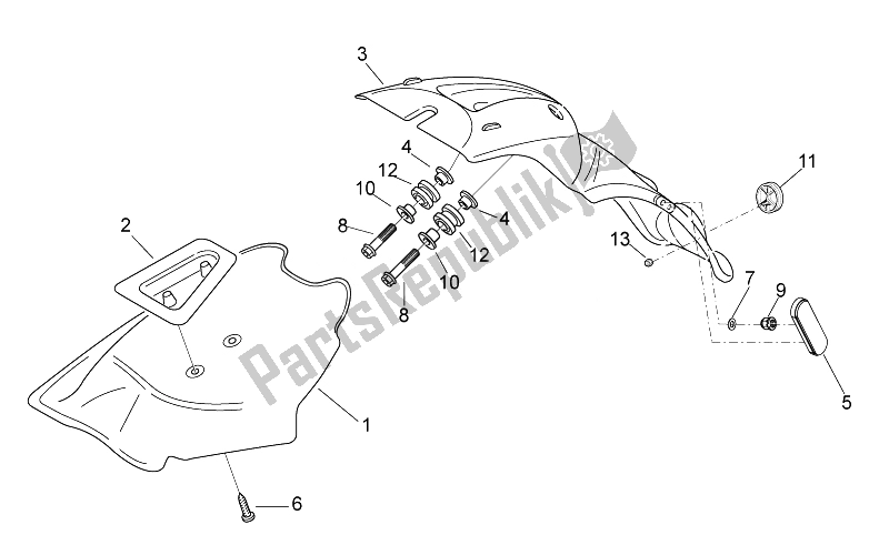 Alle Teile für das Hinterer Körper Iii - Kotflügel des Aprilia Scarabeo 50 2T 2014
