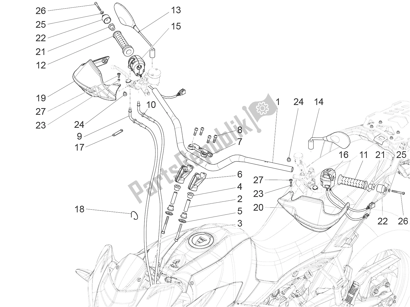 All parts for the Handlebar - Controls of the Aprilia Caponord 1200 USA 2015