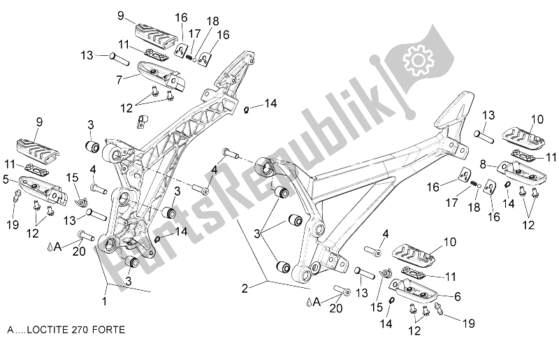 All parts for the Foot Rests of the Aprilia Shiver 750 GT 2009