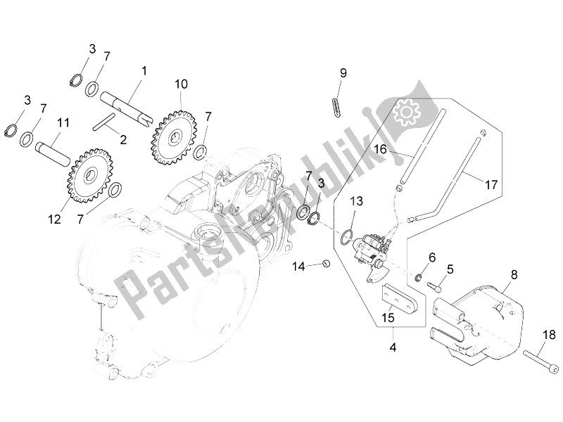 All parts for the Oil Pump of the Aprilia RS4 50 2T 2014