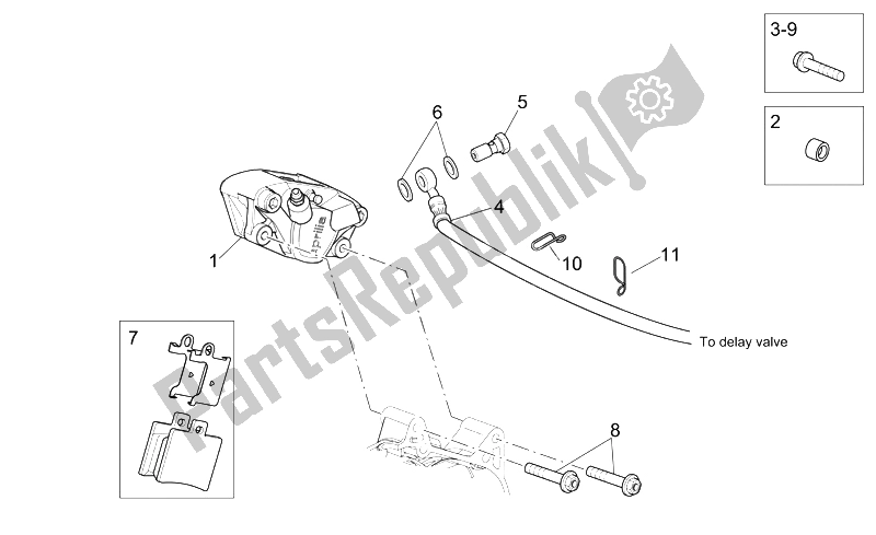 All parts for the Rear Brake Caliper of the Aprilia Scarabeo 250 Light E3 2006