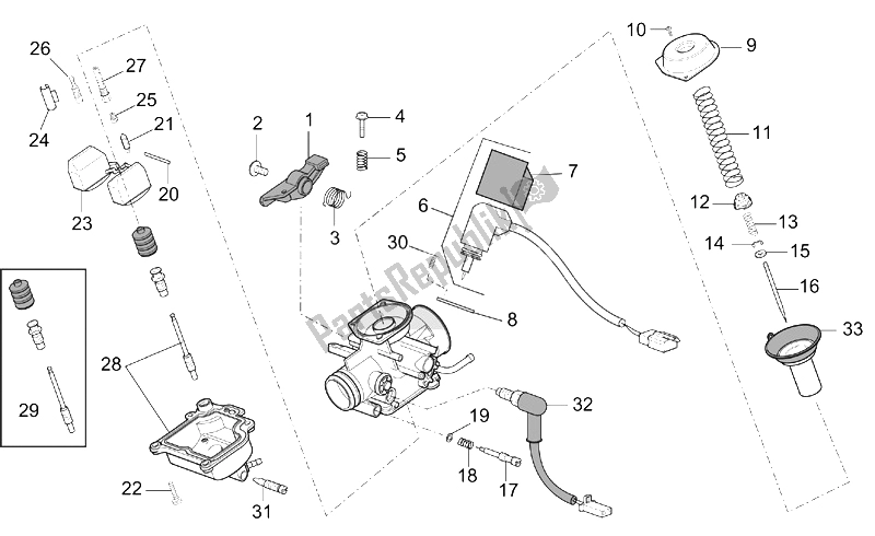 All parts for the Carburettor - Components of the Aprilia Mojito 125 150 2003