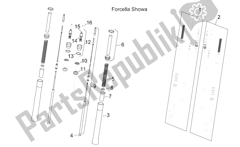 All parts for the Front Fork I of the Aprilia SL 1000 Falco 2000