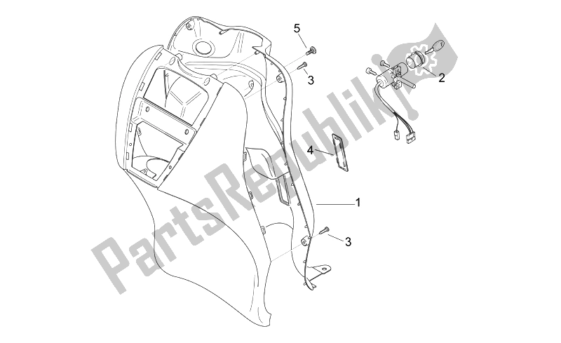 Todas las partes para Cuerpo Frontal V - Escudo Interno de Aprilia Scarabeo 50 2T E2 NET 2009