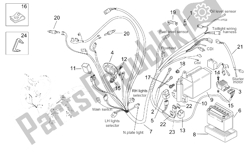 All parts for the Electrical System of the Aprilia Scarabeo 50 2T ENG Minarelli 1999
