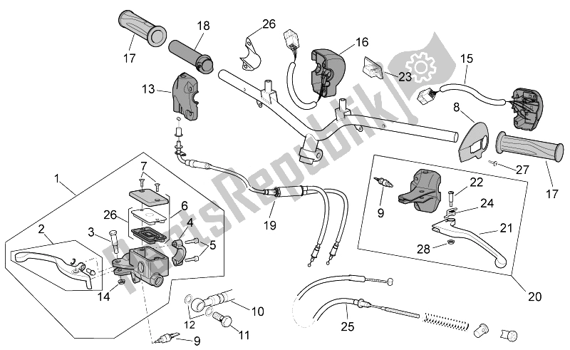 All parts for the Controls of the Aprilia Scarabeo 50 2T 2014