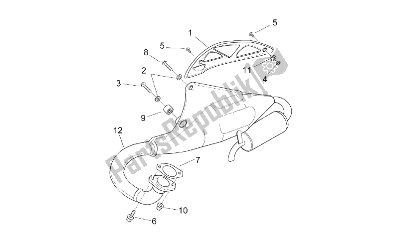 All parts for the Exhaust Pipe of the Aprilia SR 50 H2O NEW DI Tech 2004