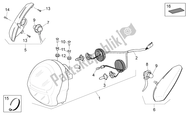 All parts for the Front Lights of the Aprilia Scarabeo 400 492 500 Light 2006