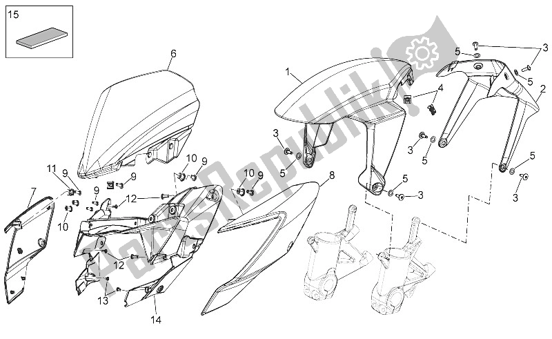 Tutte le parti per il Corpo Anteriore - Parafango Anteriore del Aprilia Shiver 750 EU 2010