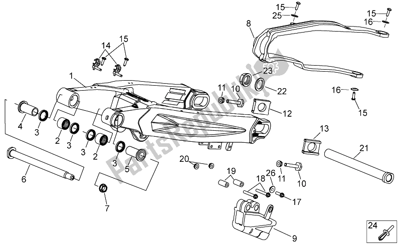 Todas las partes para Brazo Oscilante de Aprilia MXV 450 Cross 2008