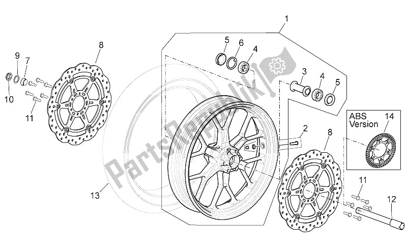 Todas las partes para Rueda Delantera de Aprilia Shiver 750 EU 2010