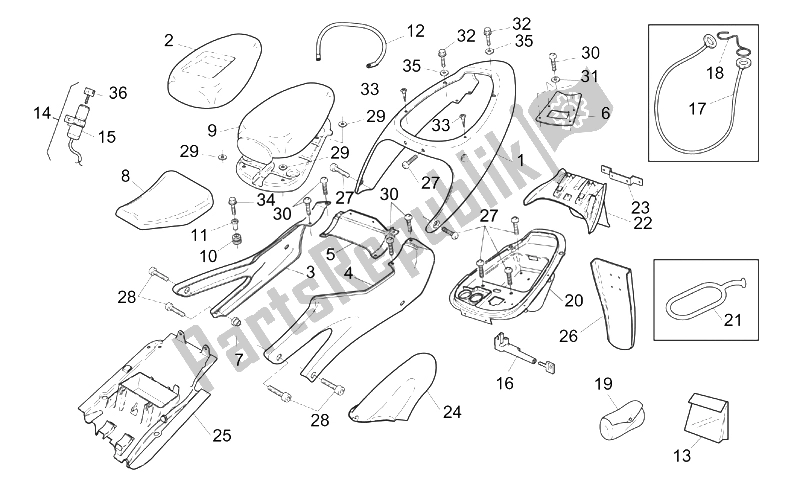 Alle onderdelen voor de Achterlichaam van de Aprilia RS 250 1995