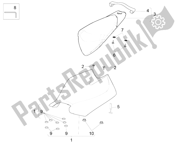 All parts for the Saddle of the Aprilia RSV4 RR Racer Pack 1000 2015
