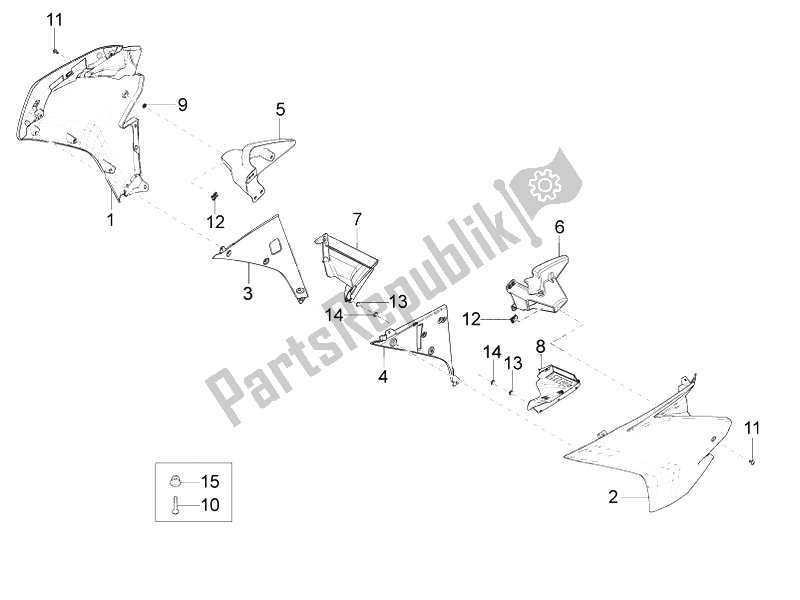 Todas as partes de Carenagem Lateral do Aprilia RS4 125 4T 2014