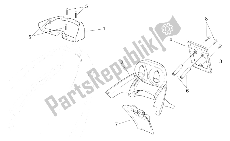 Alle Teile für das Hinterer Karosserieplattenhalter des Aprilia SR 125 150 1999