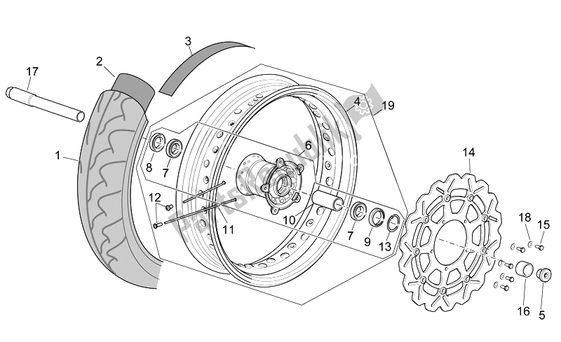 All parts for the Front Wheel Ii of the Aprilia RXV SXV 450 550 2008