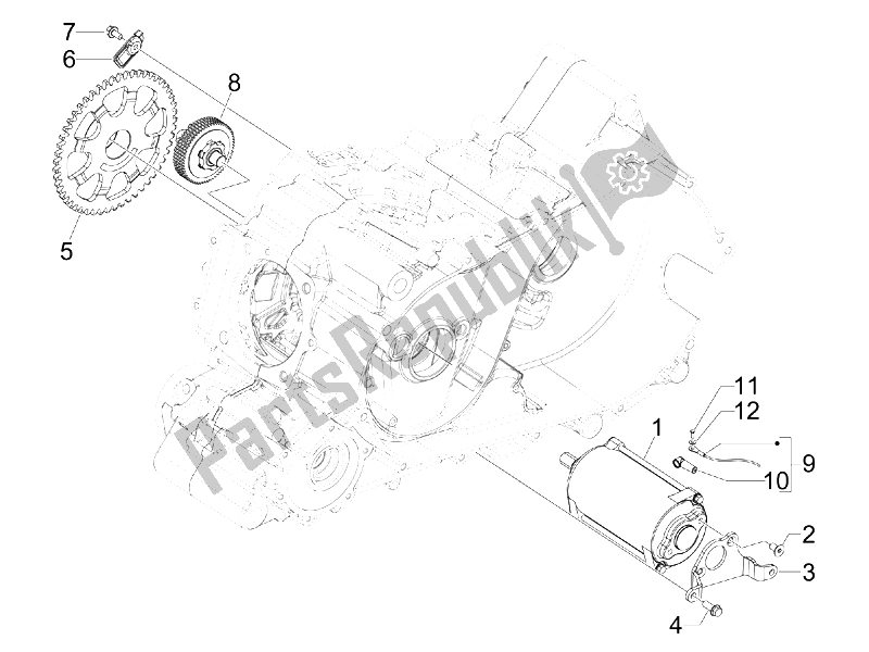 All parts for the Stater - Electric Starter of the Aprilia SRV 850 4T 8V E3 2012