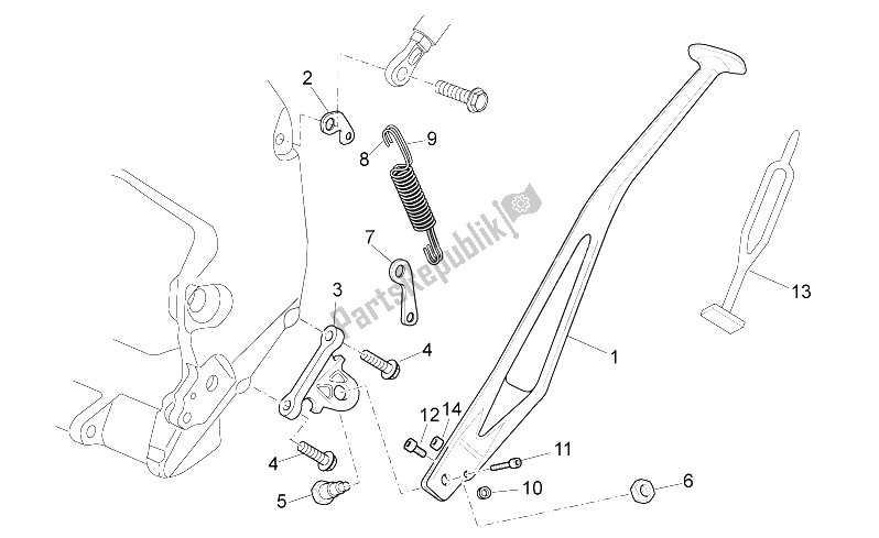 Tutte le parti per il Cavalletto Centrale del Aprilia RXV 450 550 2009