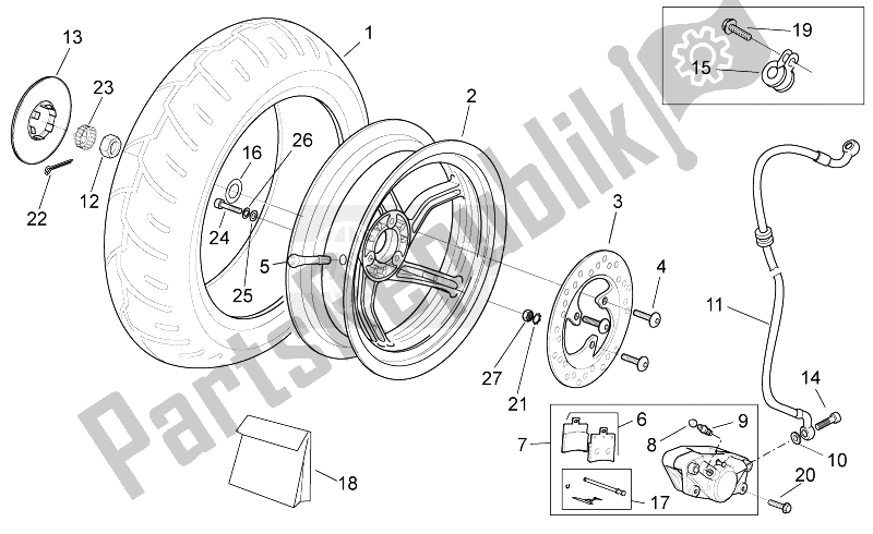 Tutte le parti per il Ruota Posteriore - Freno A Disco del Aprilia SR 50 Carb MY 2014