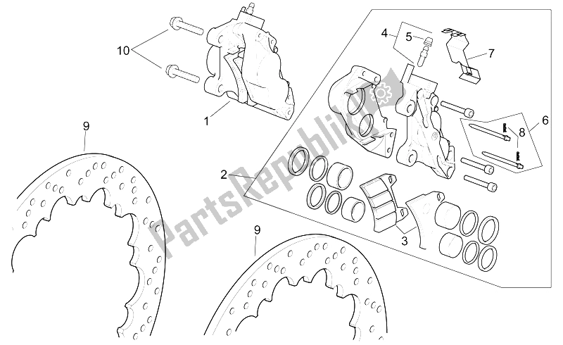 Todas las partes para Pinza De Freno Delantero de Aprilia RSV Mille 1000 1998