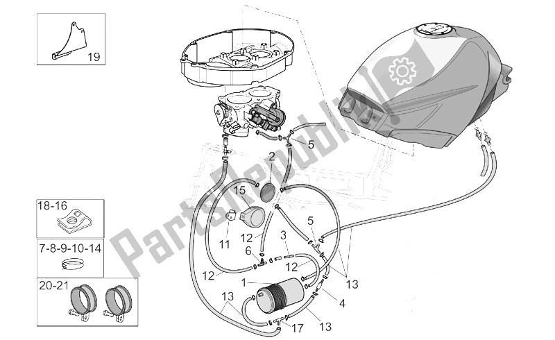 Todas las partes para Sistema De Recuperación De Vapor De Combustible de Aprilia RST 1000 Futura 2001