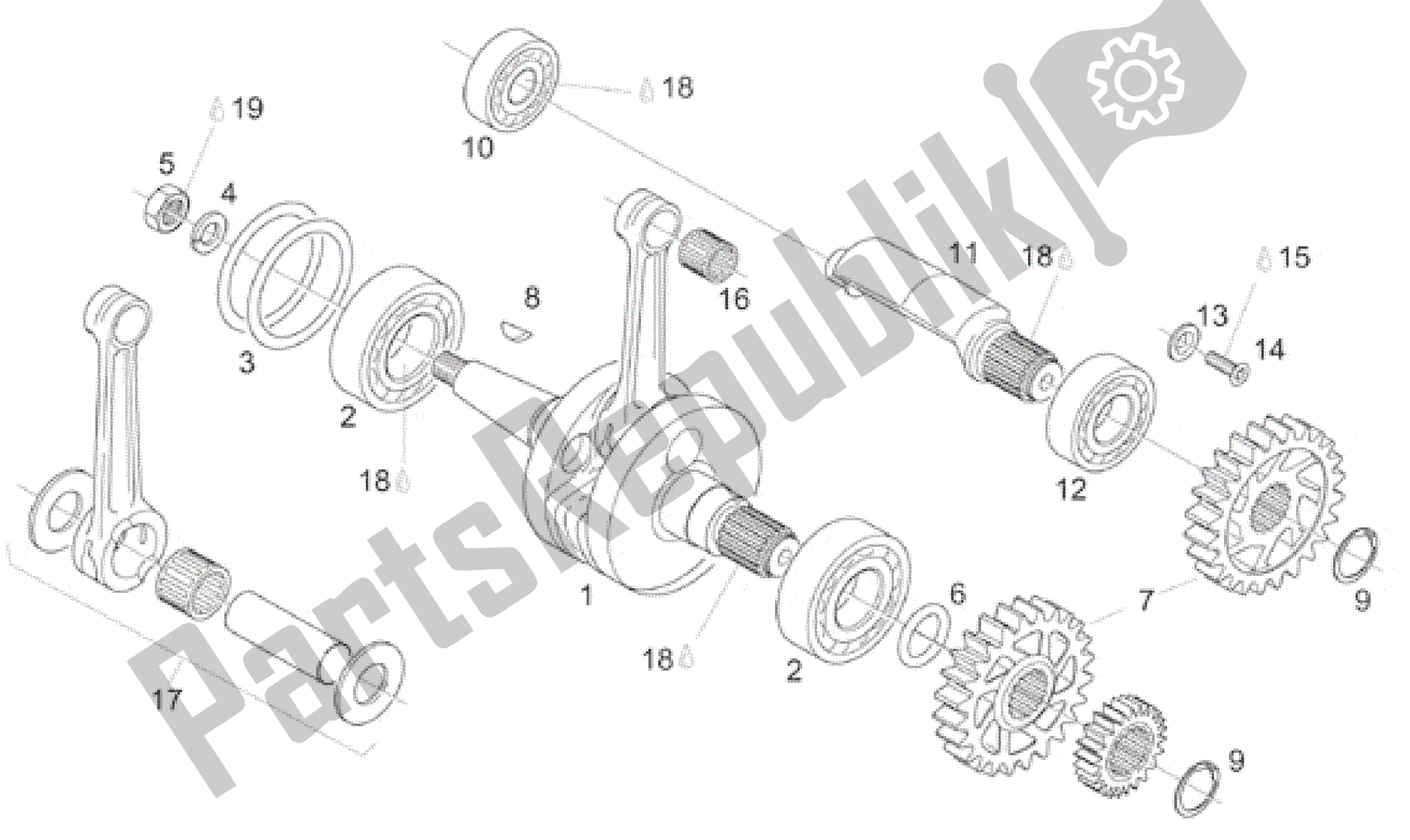 Toutes les pièces pour le Vilebrequin - Arbre D'équilibrage du Aprilia Rotax 122 125 1996 - 1998