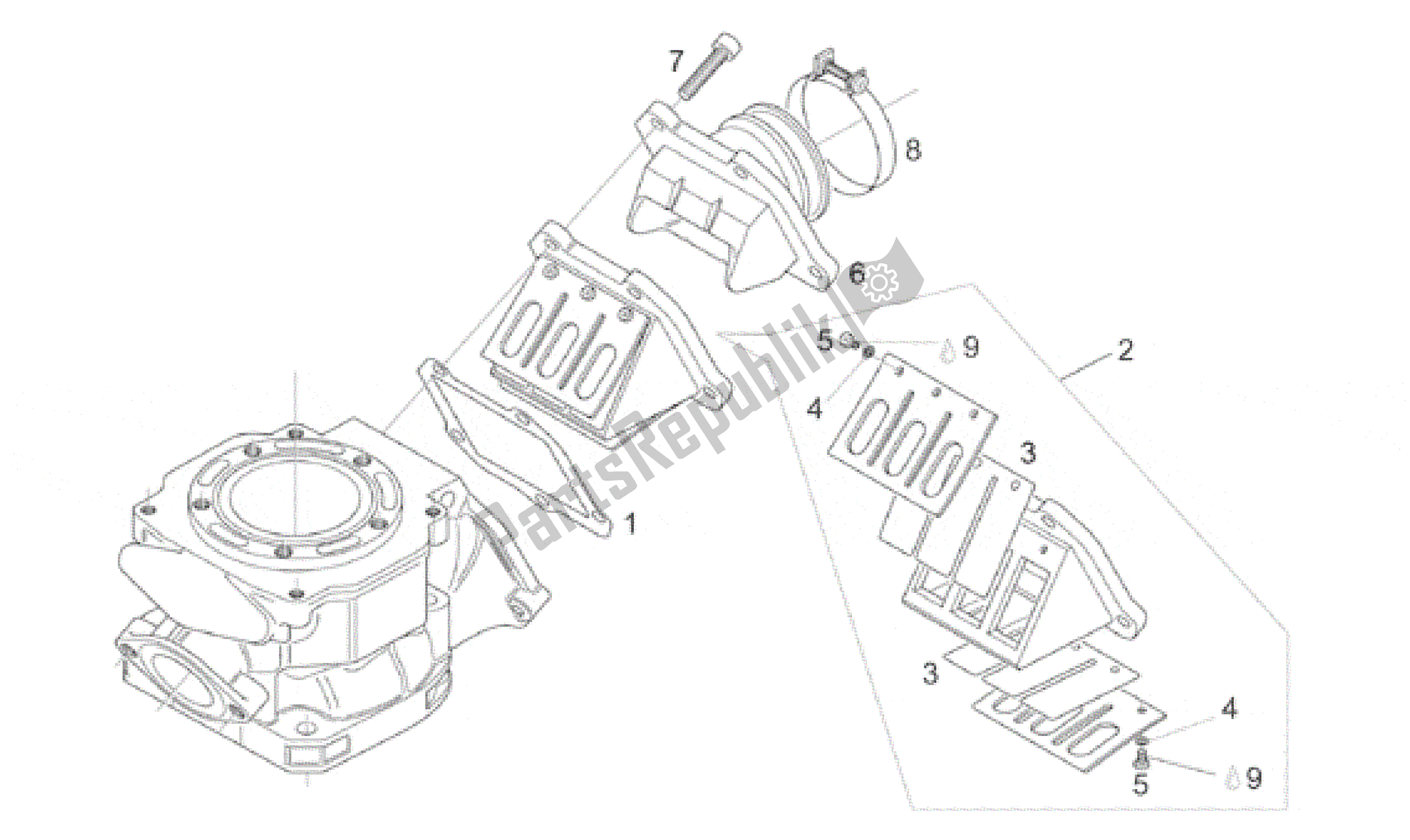 Todas as partes de Flange De Carburador do Aprilia Rotax 122 125 1996 - 1998