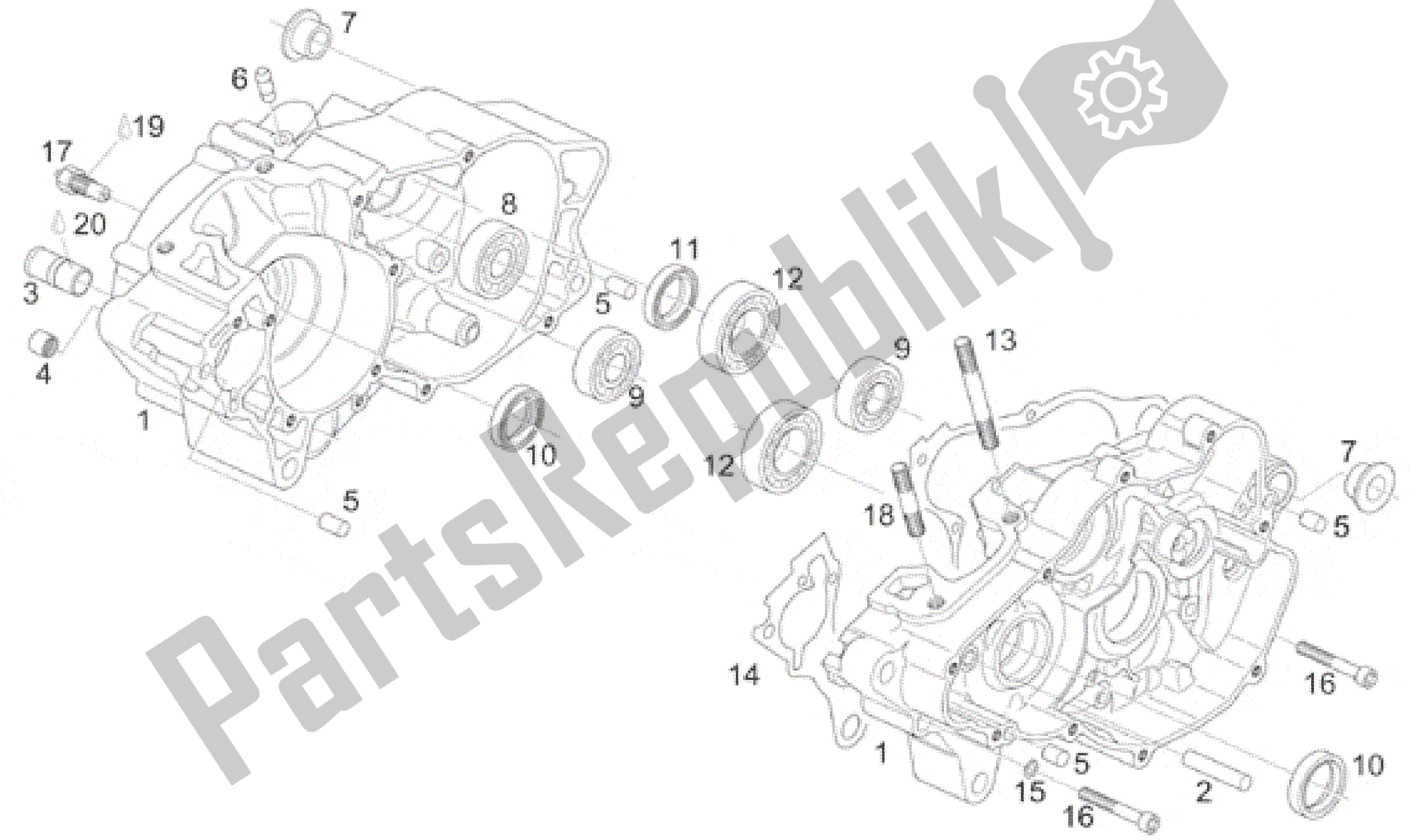 Todas as partes de Bloco Do Motor do Aprilia Rotax 122 125 1995 - 1999