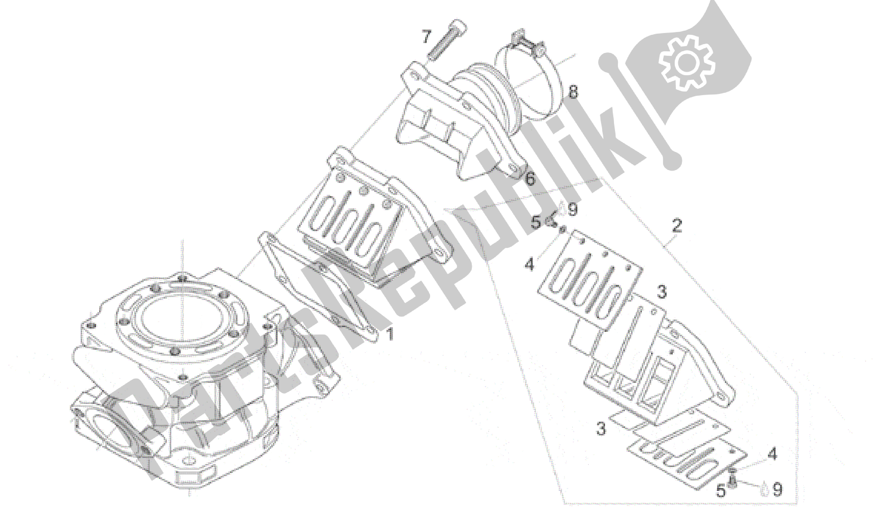 Alle onderdelen voor de Carburateur Flens van de Aprilia Rotax 122 125 1995 - 1999