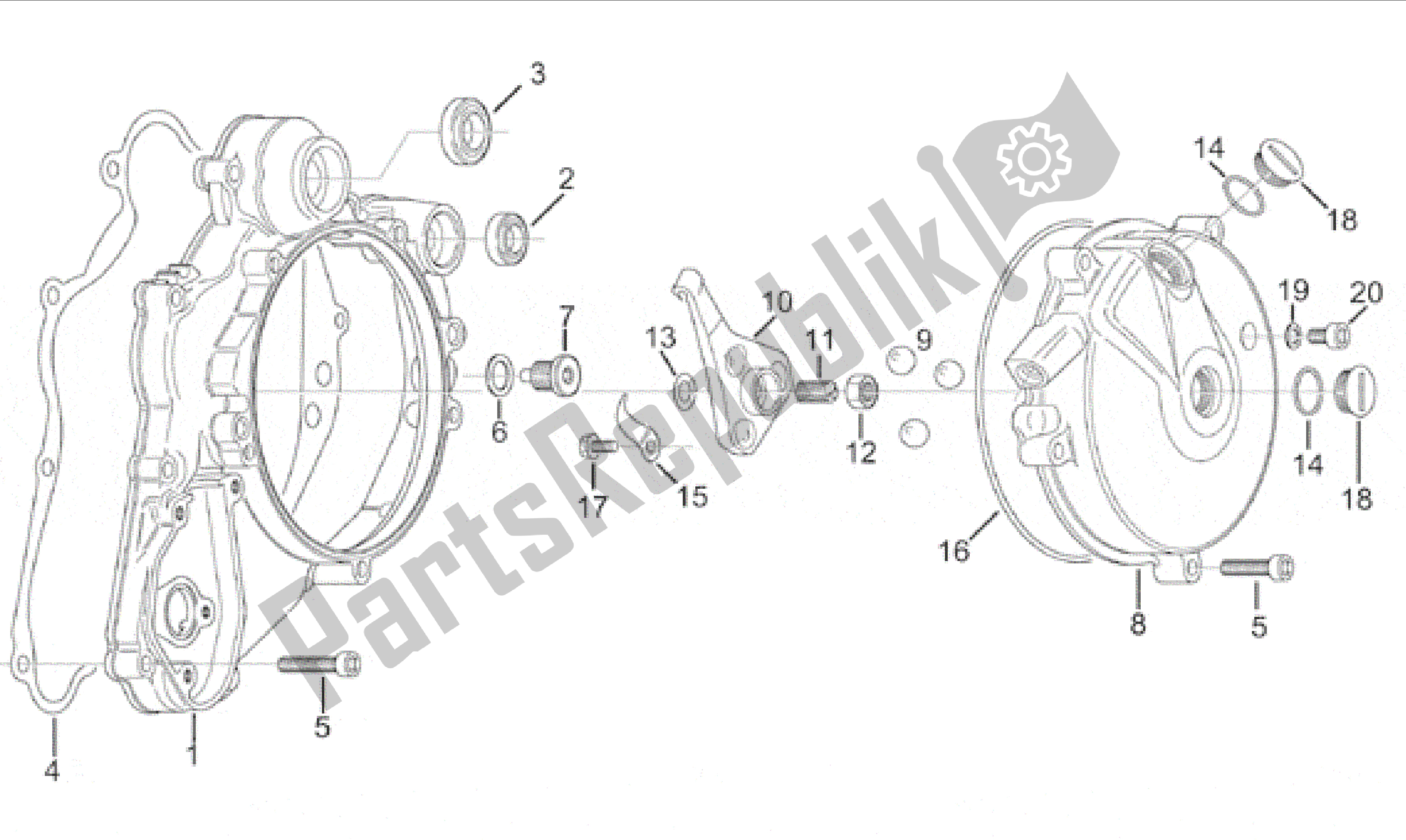 All parts for the Clutch Cover of the Aprilia RX 125 1995 - 1998