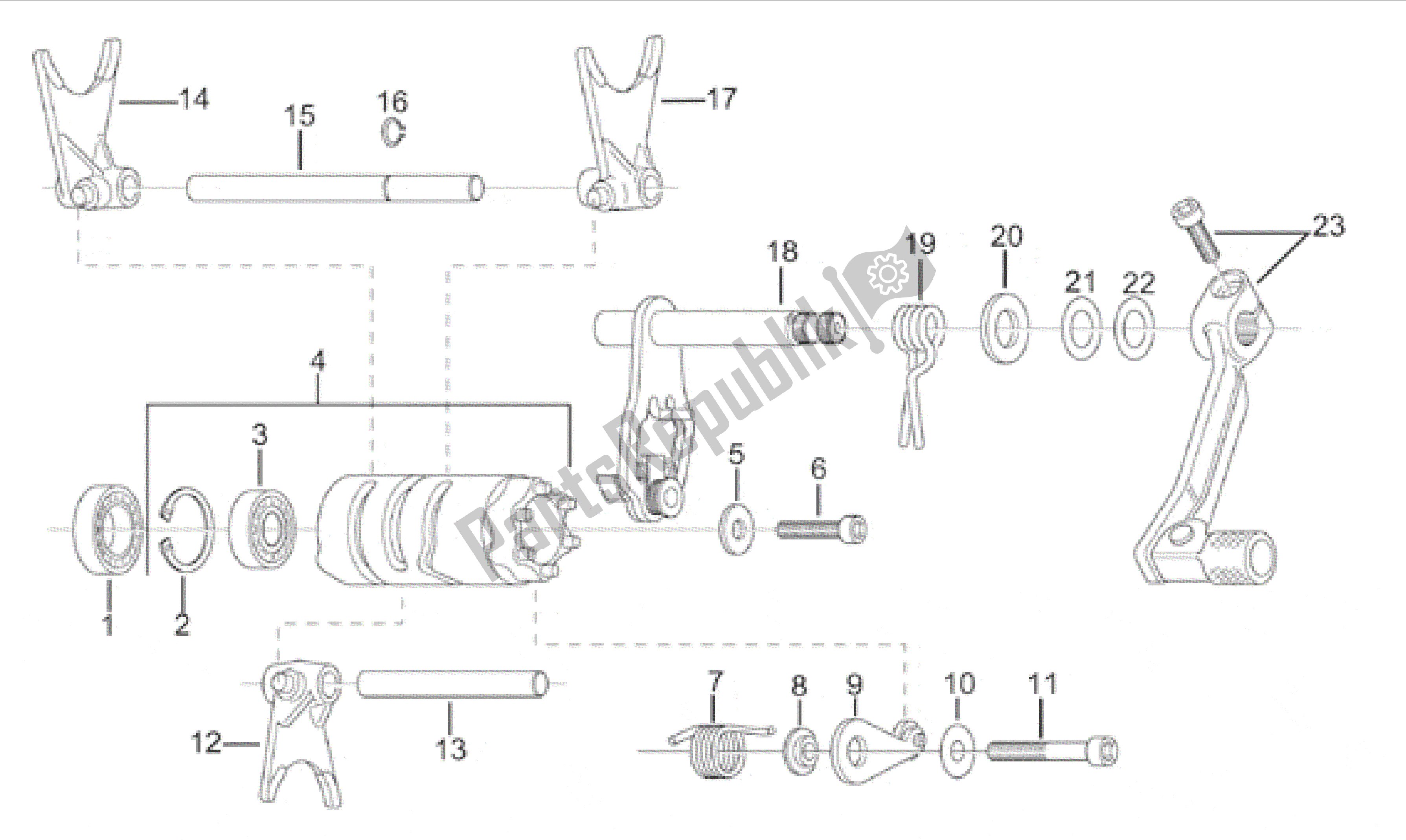 All parts for the Grip Shift of the Aprilia RX 125 1995 - 1998