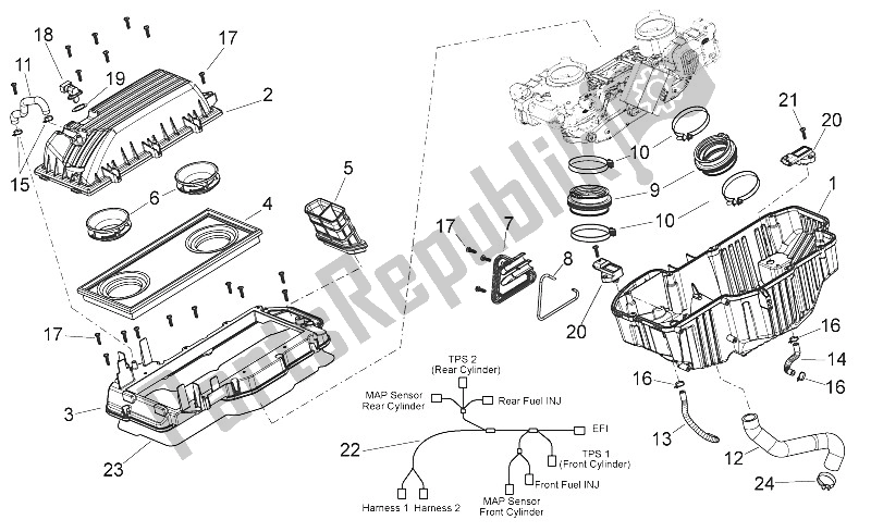 Tutte le parti per il Air Box del Aprilia Shiver 750 EU 2010