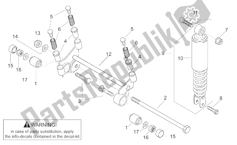 Tutte le parti per il R. Shock Absorber-connect. Asta del Aprilia Scarabeo 50 2T ENG Minarelli 1999