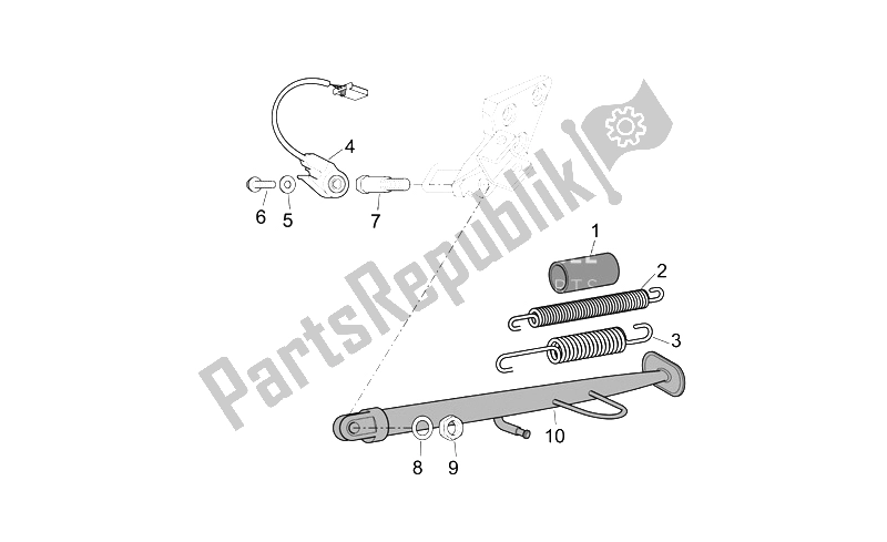 All parts for the Central Stand of the Aprilia ETV 1000 Capo Nord 2004