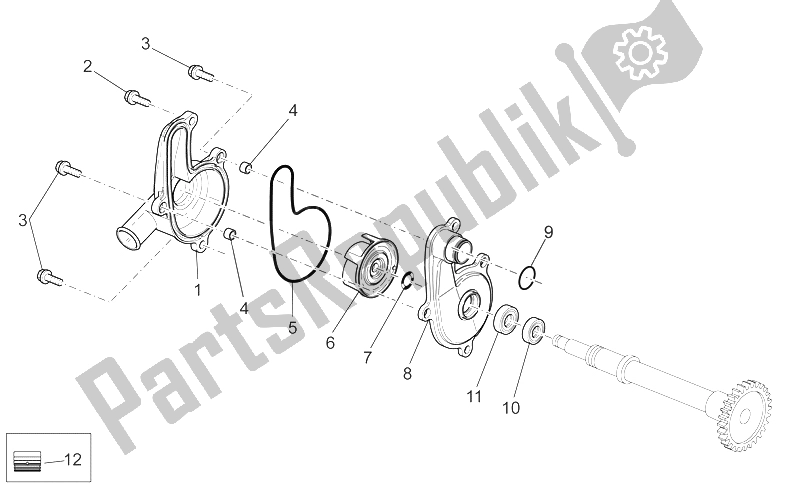 All parts for the Water Pump of the Aprilia SXV 450 550 Street Legal 2009