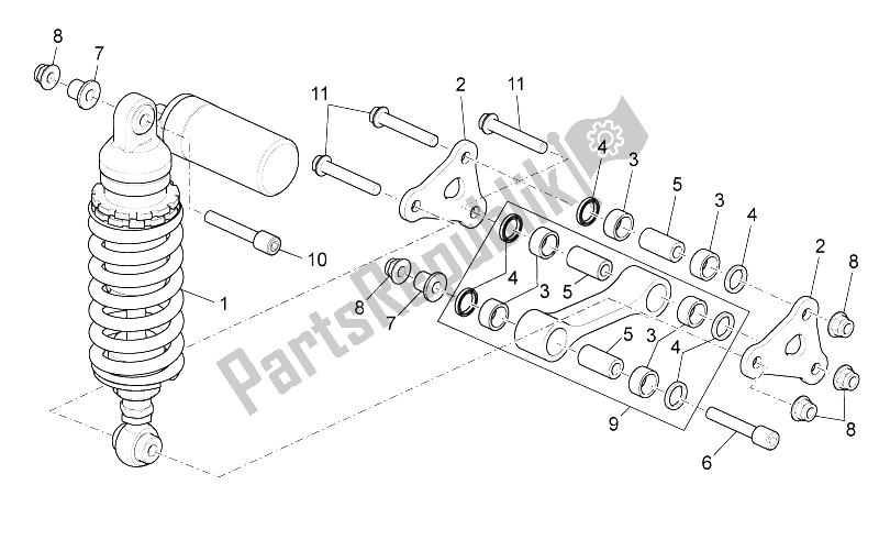 All parts for the Rear Shock Absorber of the Aprilia RSV4 R 1000 2009