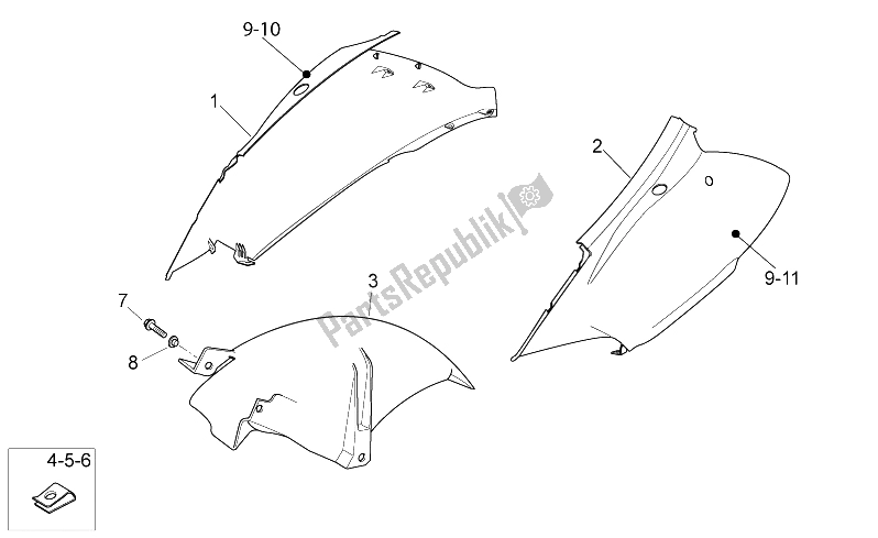 All parts for the Rear Body I of the Aprilia Atlantic 125 E3 2010