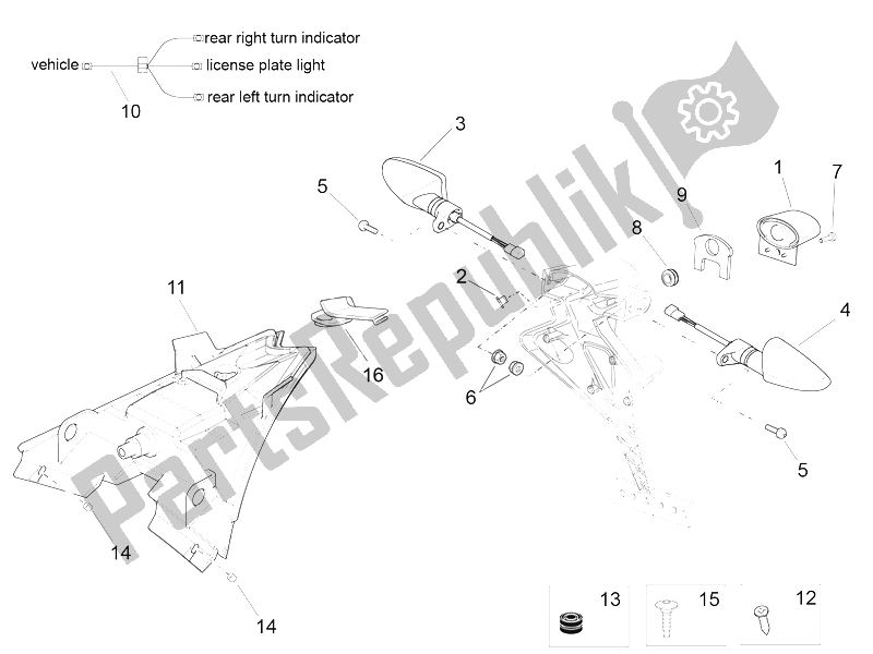 All parts for the Rear Lights of the Aprilia RSV4 Racing Factory L E 1000 2015