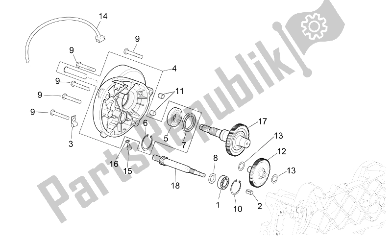 Wszystkie części do Przek? Adnia G?ówna Aprilia Scarabeo 50 2T E2 ENG Piaggio 2007