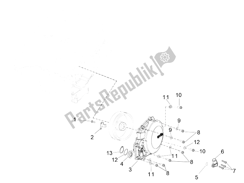 Alle onderdelen voor de Vliegwielkap van de Aprilia RSV4 Racing Factory L E 1000 2015