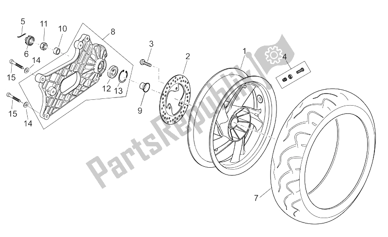 All parts for the Rear Wheel of the Aprilia Atlantic 125 250 2006