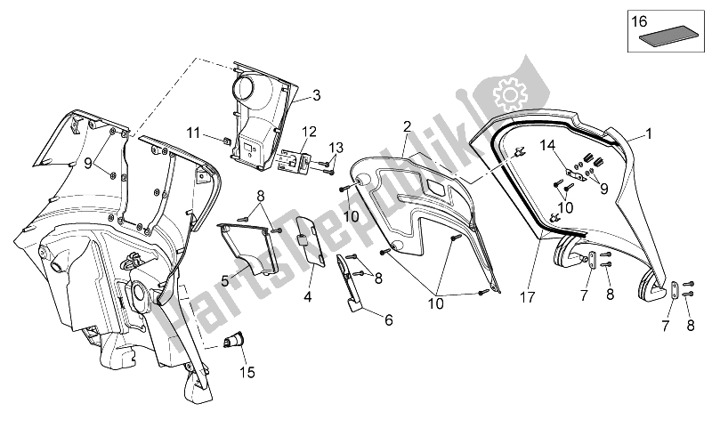 All parts for the Front Body Iii of the Aprilia Scarabeo 300 Light E3 2009
