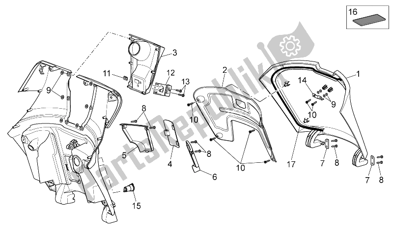 All parts for the Front Body Iii of the Aprilia Scarabeo 300 Light E3 2009