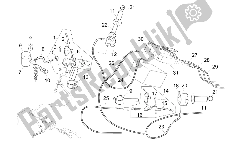 Todas as partes de Controles do Aprilia RS 250 1995