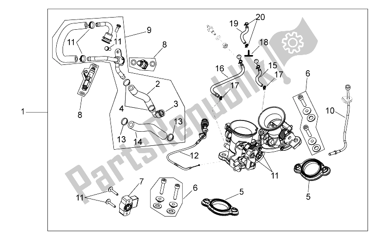 All parts for the Throttle Body of the Aprilia RXV SXV 450 550 2008