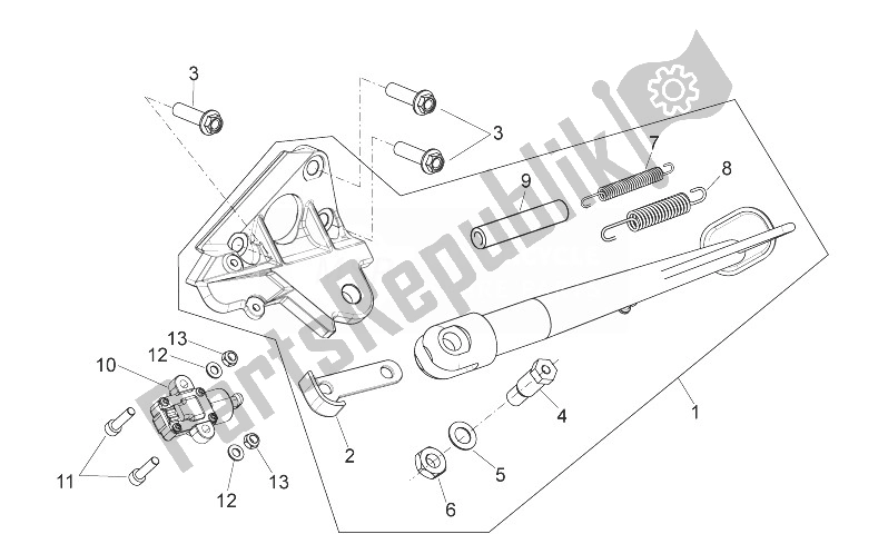 Alle onderdelen voor de Centrale Standaard van de Aprilia Shiver 750 EU 2014