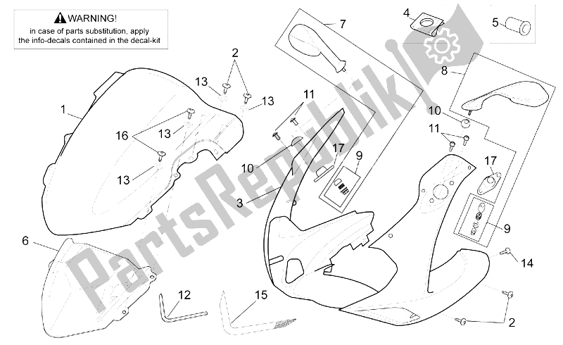 All parts for the Front Body - Front Fairing of the Aprilia SL 1000 Falco 2000