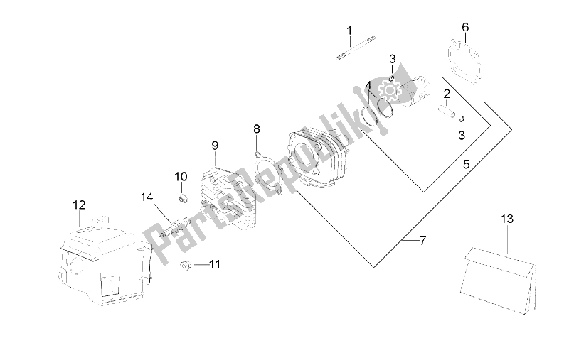 All parts for the Cylinder Head of the Aprilia Scarabeo 50 2T ENG Minarelli 1998