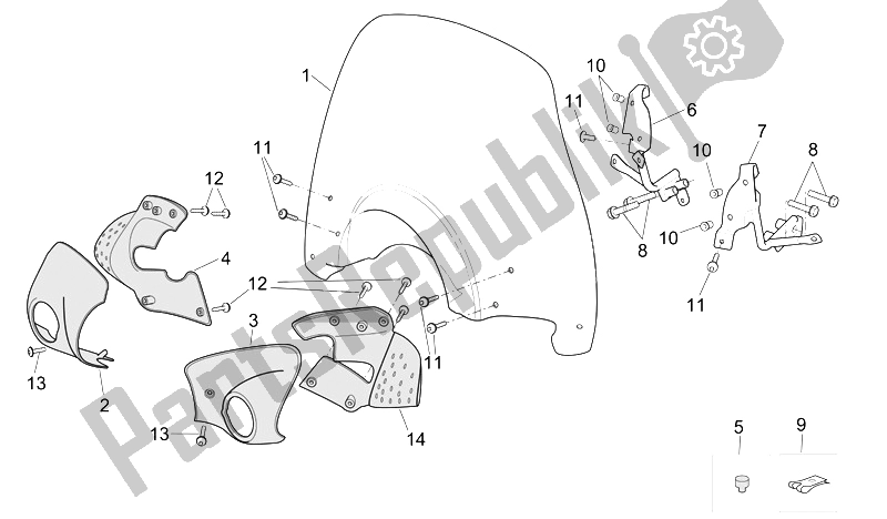 Tutte le parti per il Corpo Anteriore - Paramano del Aprilia Scarabeo 125 250 E2 ENG Piaggio 2004